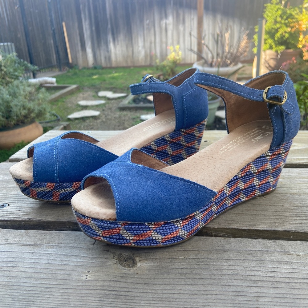TOMS Blue Denim Wedges
